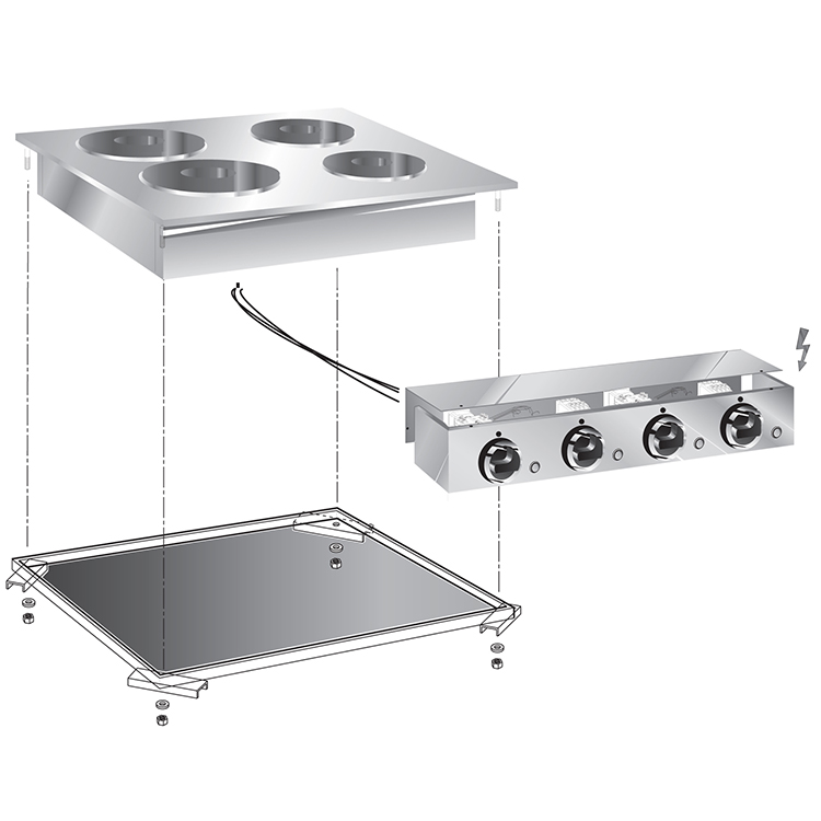 Drop-in Elektrische Kookplaat | 4 Platen | 8,2 kW | Met Aansluitblok