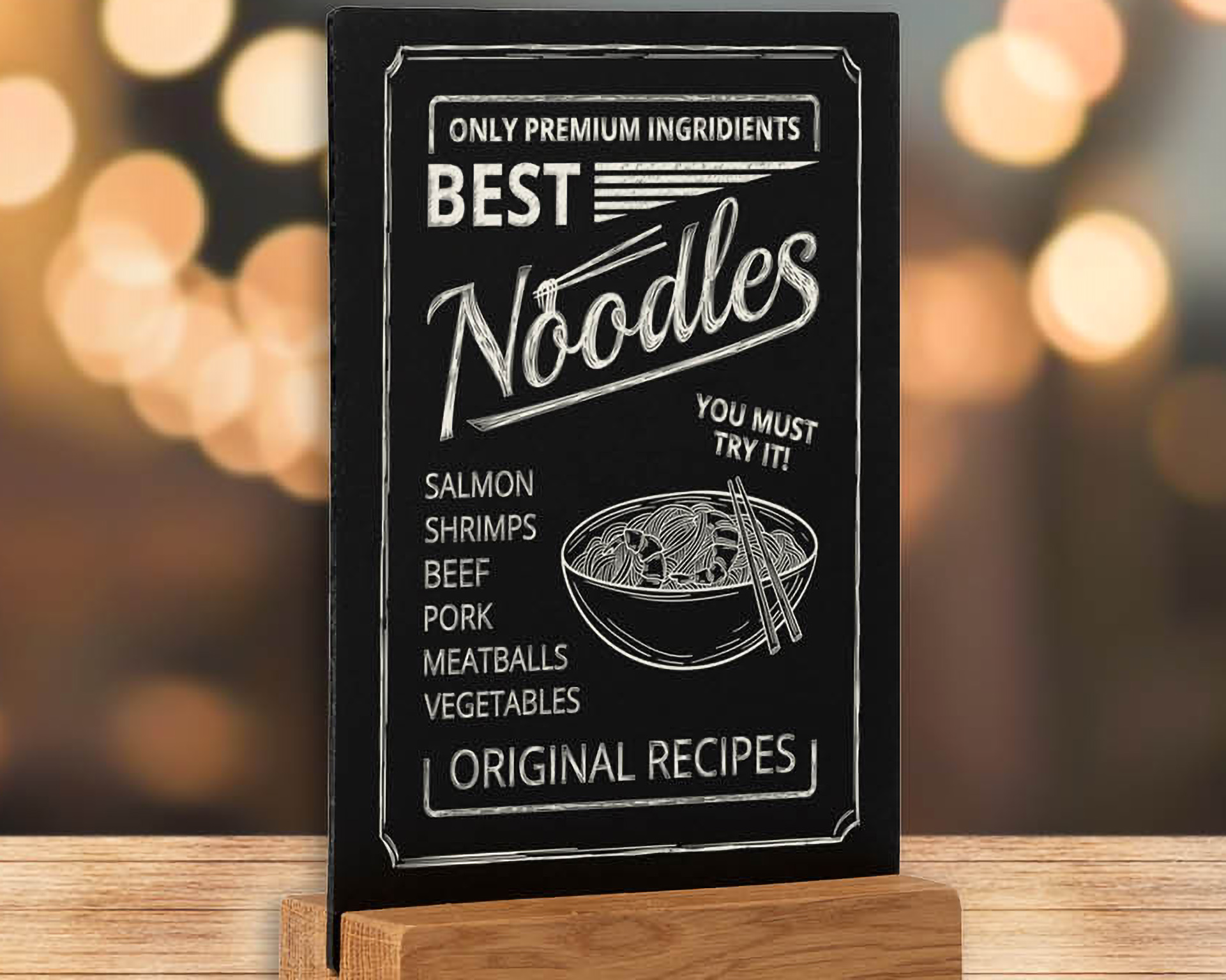 Krijtbord A6 staand - Voet eikenhout