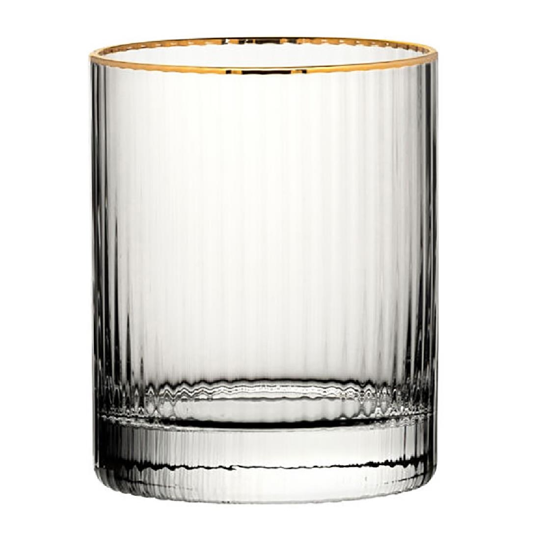 Utopia Hayworth dubbele ouderwetse glazen met gouden rand, 325 ml (pak van 6)