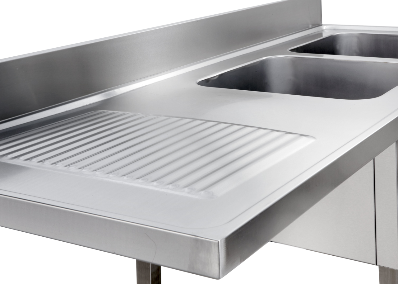 Centre de plonge Basic 16x6 avec 2 cuves à droite, dosseret et étagère inférieure