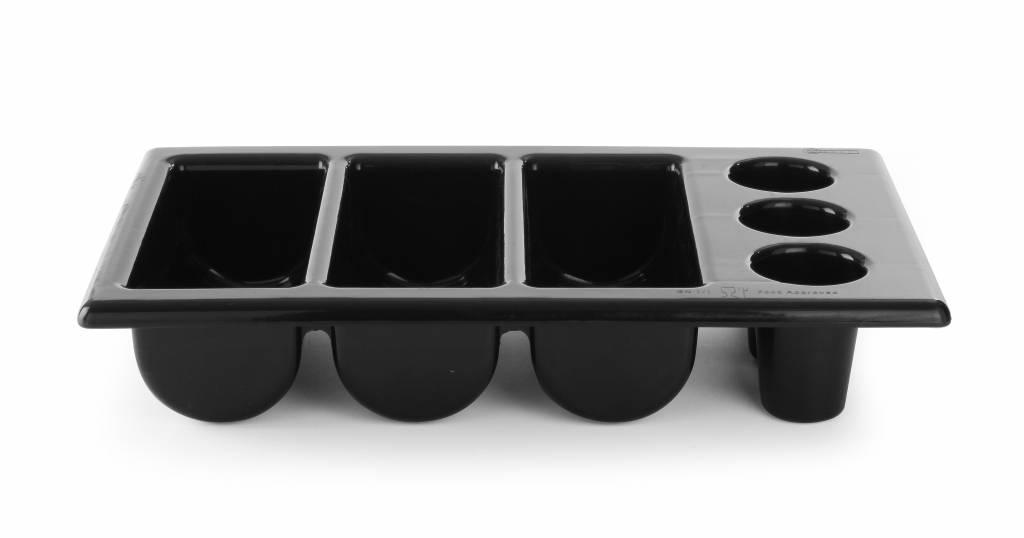 Besteckbehälter Schwarz | 6 Fächer | 530x325x(h)105mm