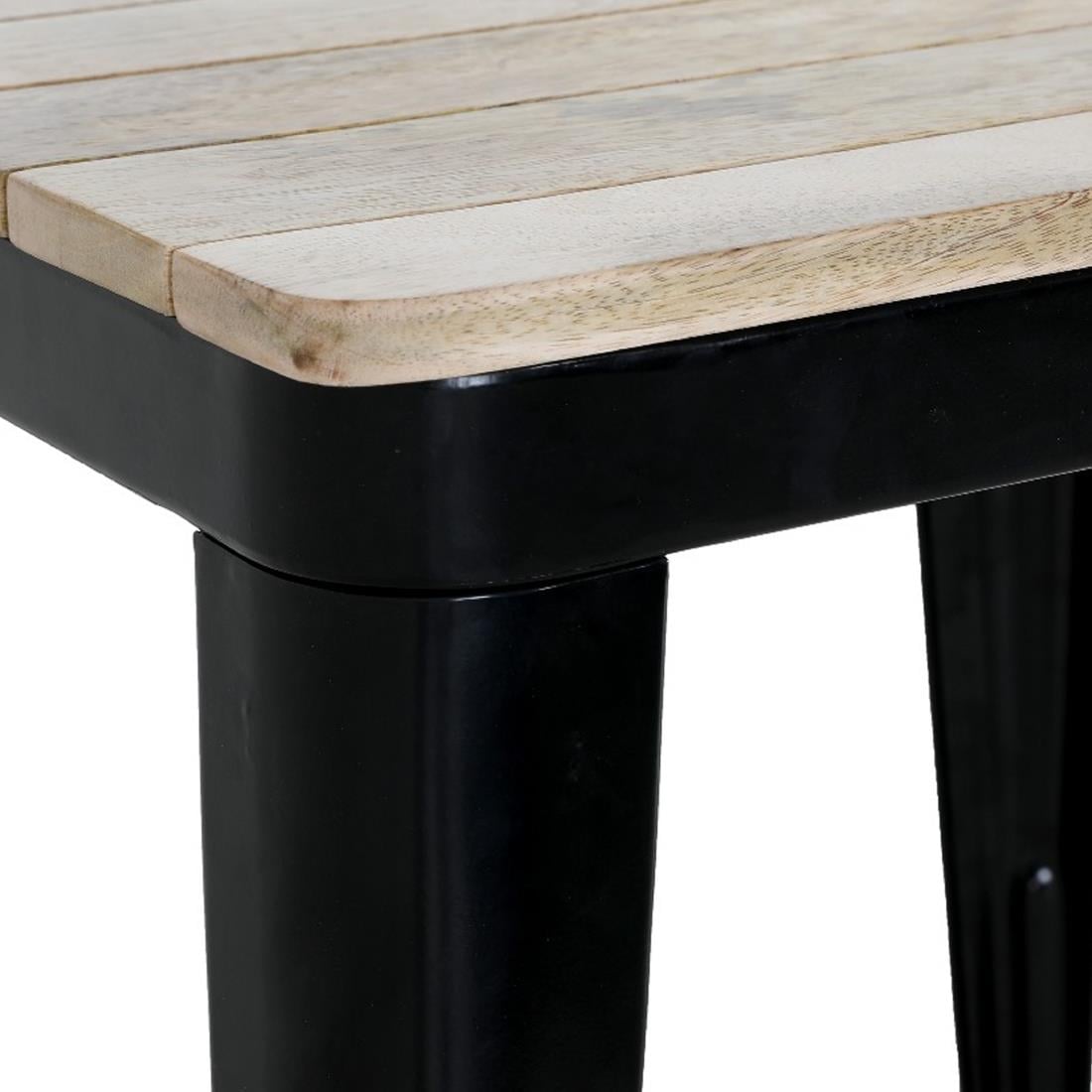 Bolero Bistro Esstisch Geschlitzte Mangoholzplatte Schwarzes Gestell 650mm