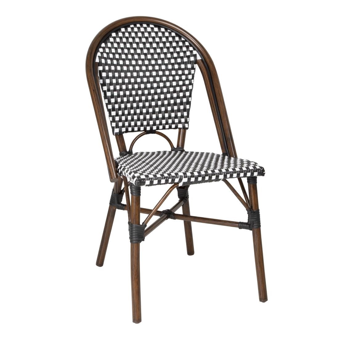 Chaises bistrot parisien en rotin PE Bolero motif noir (Lot de 2)