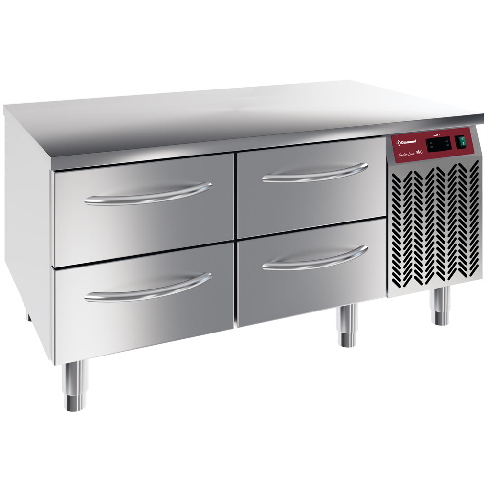 Gekoeld onderstel, 4x1/2 laden GN 1/1-h 100 mm - 1200x700x(h)645/705mm