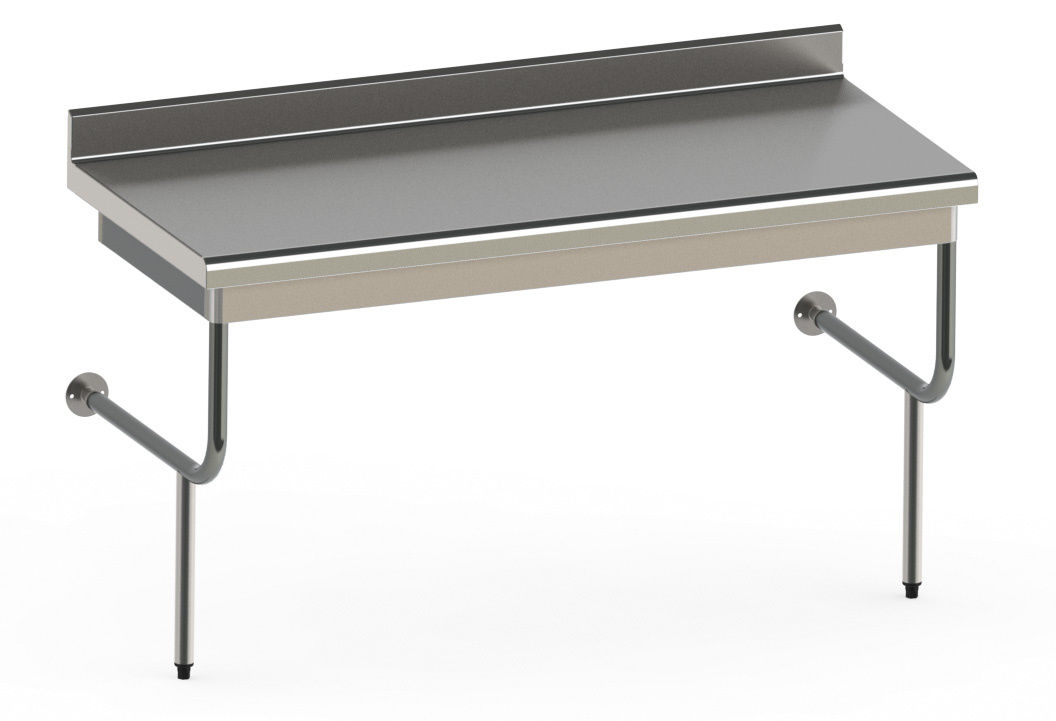 Table Rayonnée Semi-Suspendue en Inox | L-1000 x P-600mm