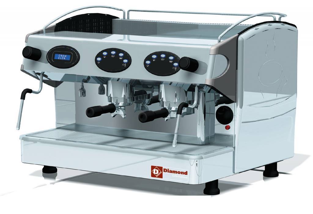 Amerikanische Espressomaschine | 2 Dampf- und 1 Heißwasserschließhahn | Kapazität 11,5 Liter | 677x580x(h)523mm