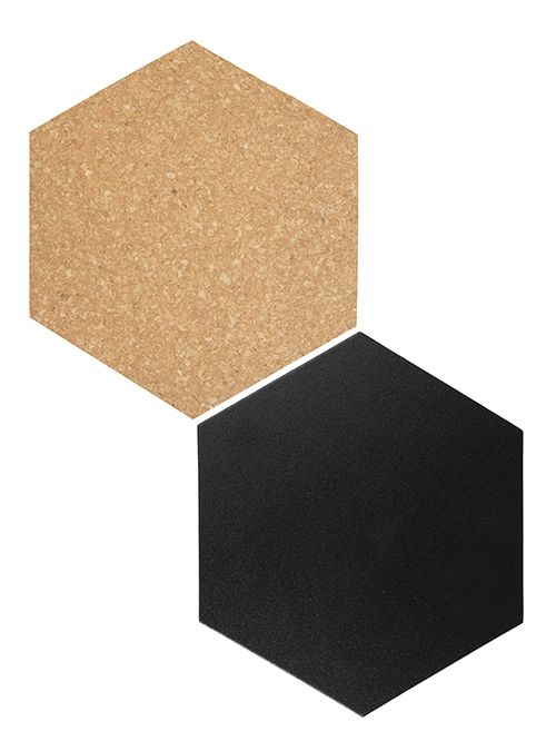 Hexagones de Décoration | 4x Ardoise, 3x Liège | Incl. Craie et Velcro |155x180mm