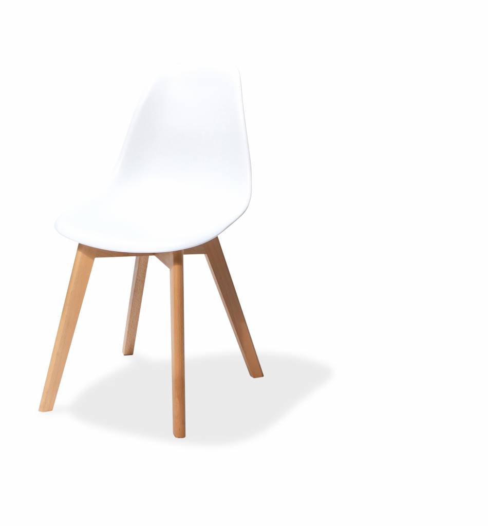 Keeve chaise empilable sans accoudoirs, Blanc, structure en bois de bouleau et assise en plastique, 47x53x83cm (BxTxH), 505F01SW