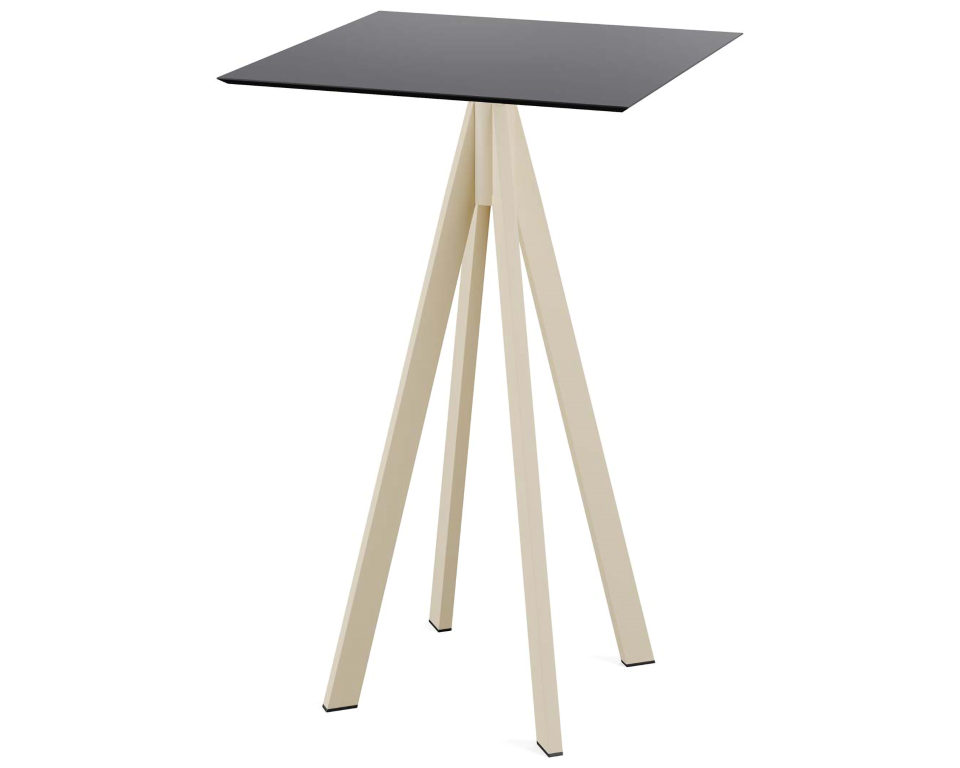 Table de bar Infinity piètement sable + plateau HPL noir 70x70cm