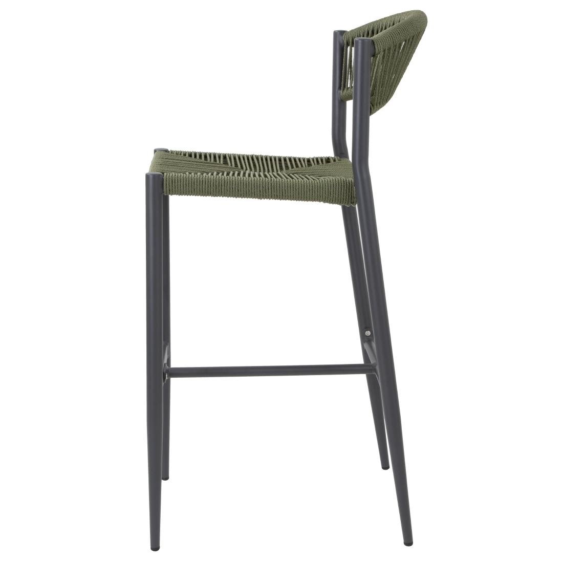 Bolero Eden PE gevlochten rattan outdoor barkrukken groen (2 stuks)