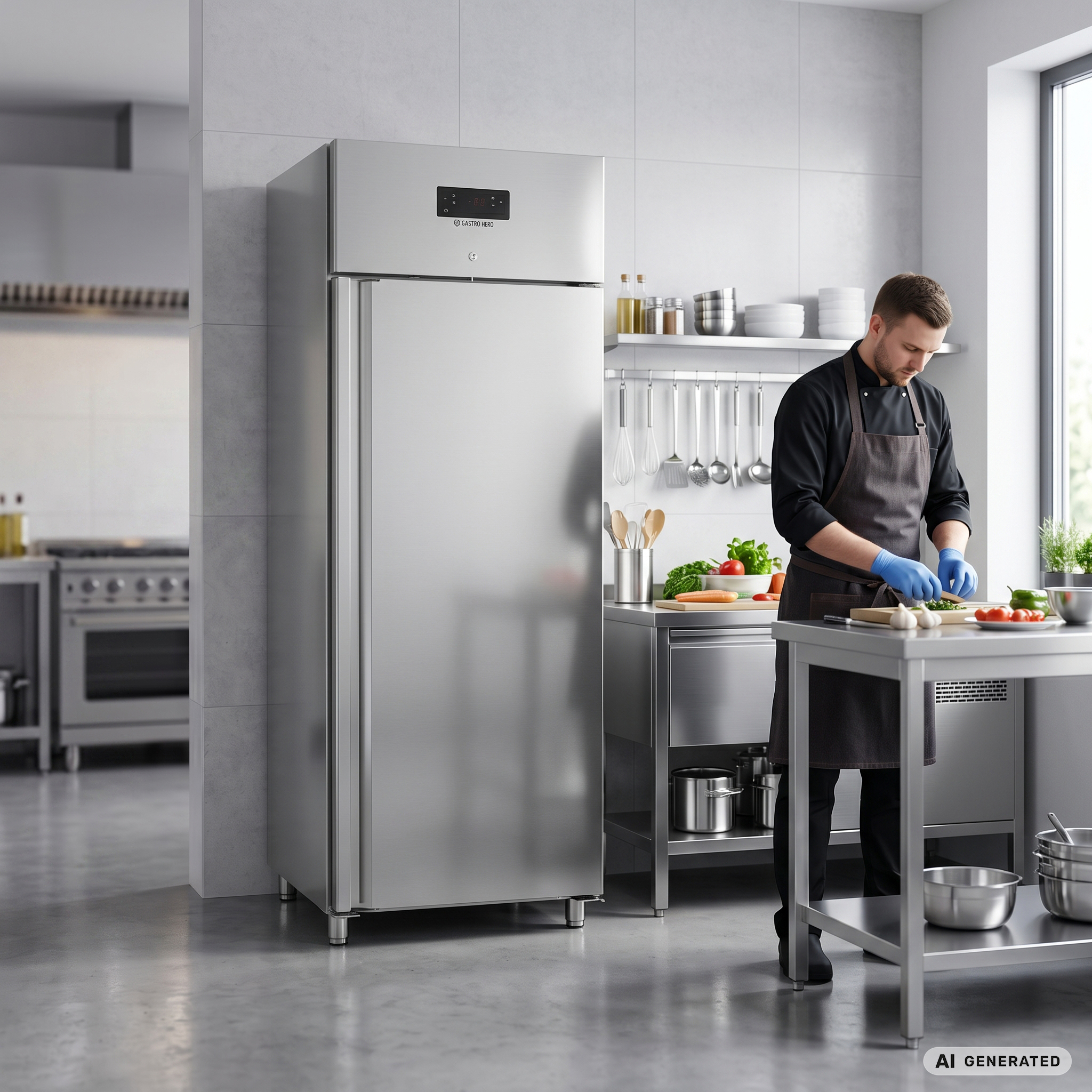 Horeca koelkast ECO 700 GN 2/1 Monoblock, 616 liter koelruimtevolume, 3 verstelbare legplanken, robuuste constructie, RVS