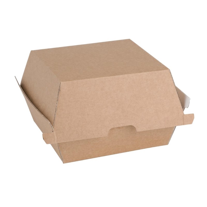 Boîtes à Hamburger Kraft Compostables | Grand Format | 150 Pièces