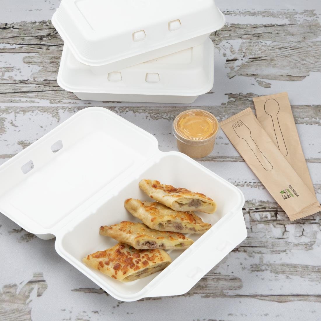 Fiesta Kompostierbare Bagasse Lebensmittelbehälter 9x6" (200 Stück)