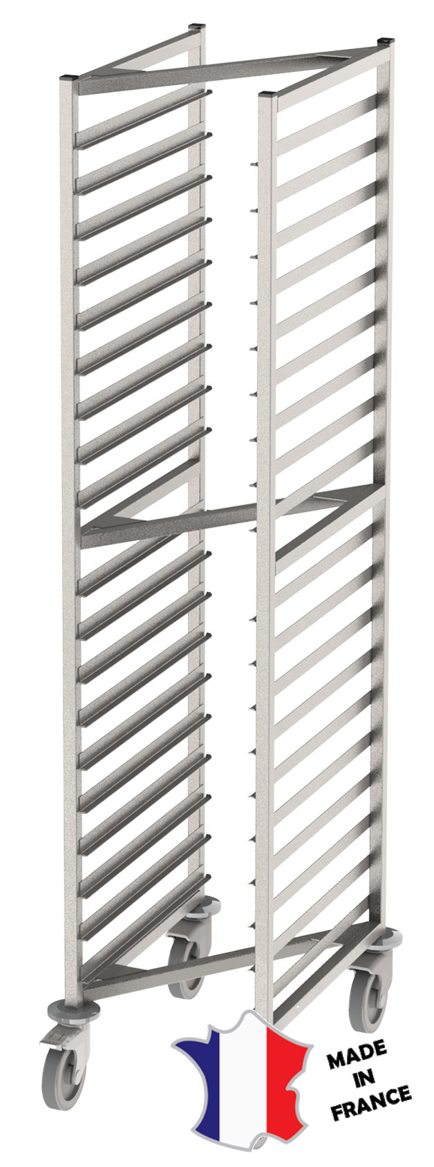 Chariot echelles à glissières - Inox - 20 niveaux - GN 1/1 - roulettes polyamide 386(l)x552x1797mm 