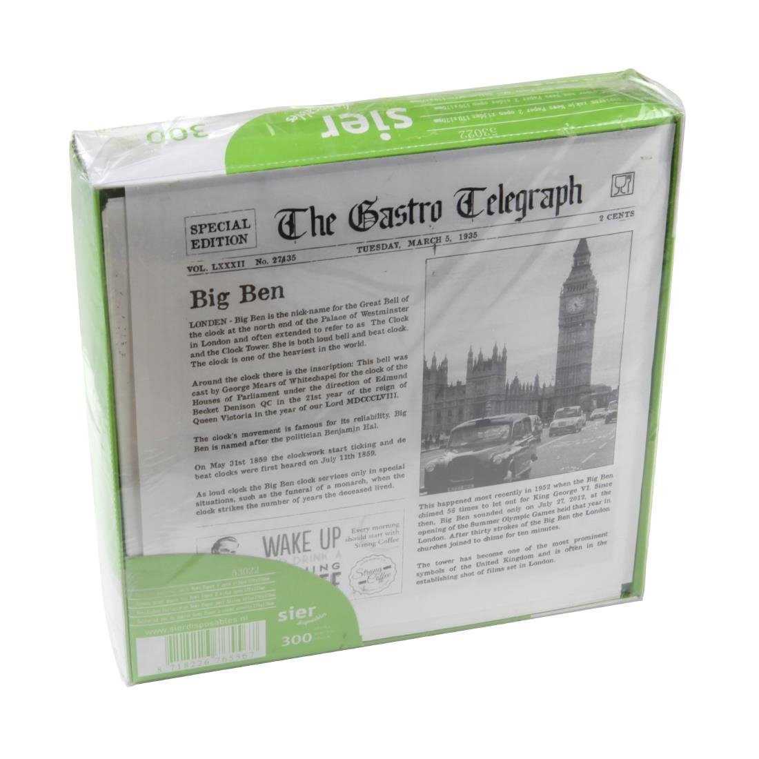 Sier Einweg Fettabweisende Papiertüte Zeitungspapier 2 Seiten offen 170 x 170 mm (300 Stück)