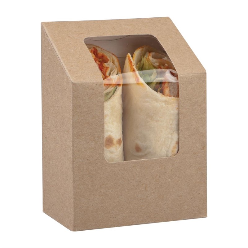 Boîtes à Sandwichs Compostables | Petits Wraps | Avec Fenêtre | 500 Pièces