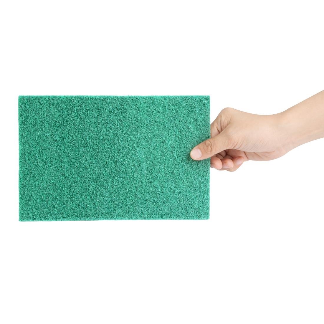 Jantex Groene Volledig Gerecyclede Schuursponsjes 9X6" (Pakket Van 10)