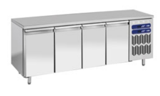 Comptoir Réfrigéré Ventilé | INOX | 2 Températures | 4 Portes GN 1/1 | 2256x700x(h)880/900mm