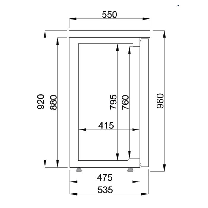 Barkoelkast Zwart - 2 Glazen Deuren - 320 Liter - 1380x550x(H)950mm