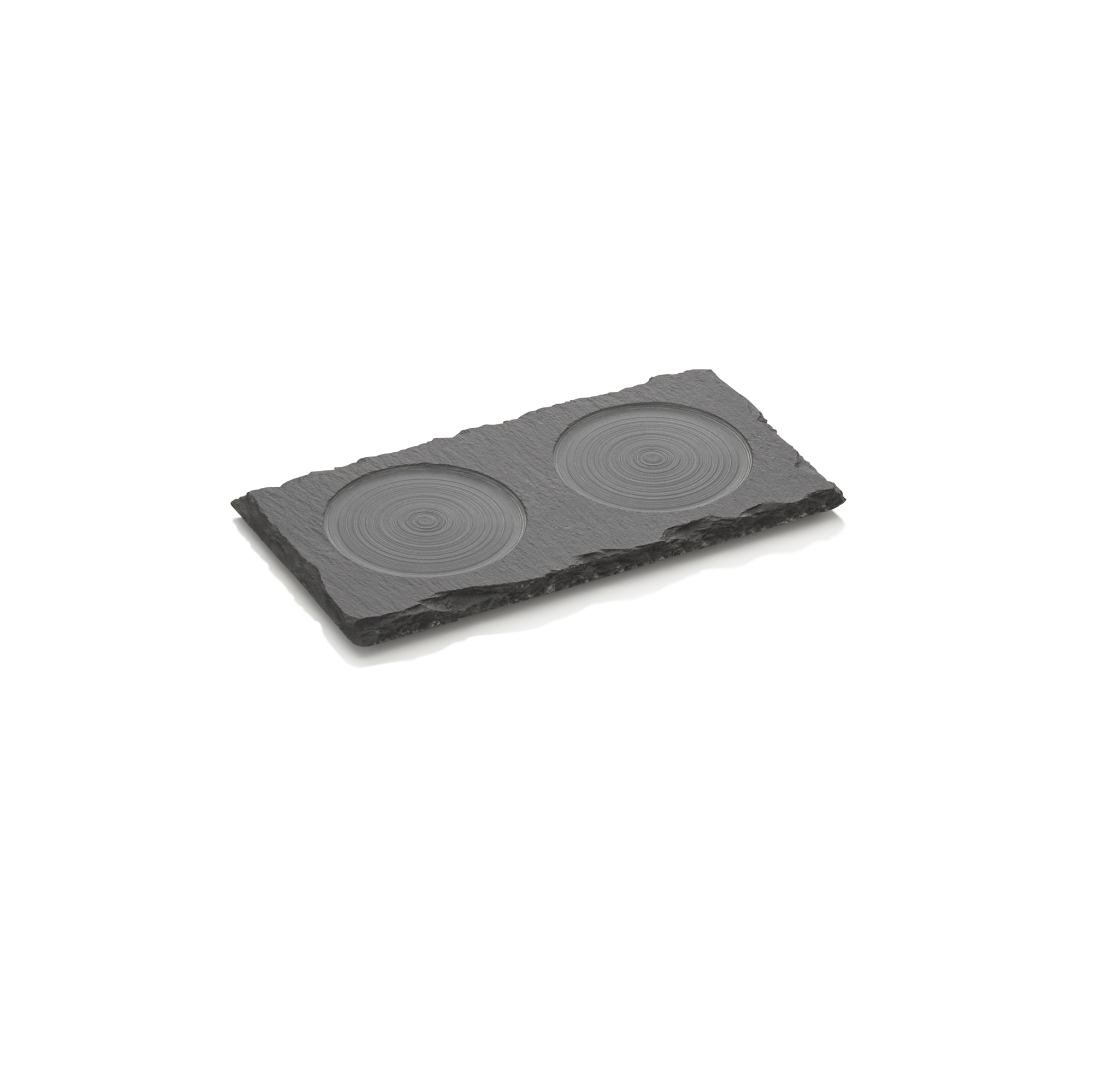 Sous-verre pour 2 moulins CLASSIC MILL, 16 x 8 x 1 cm, schiste naturel
