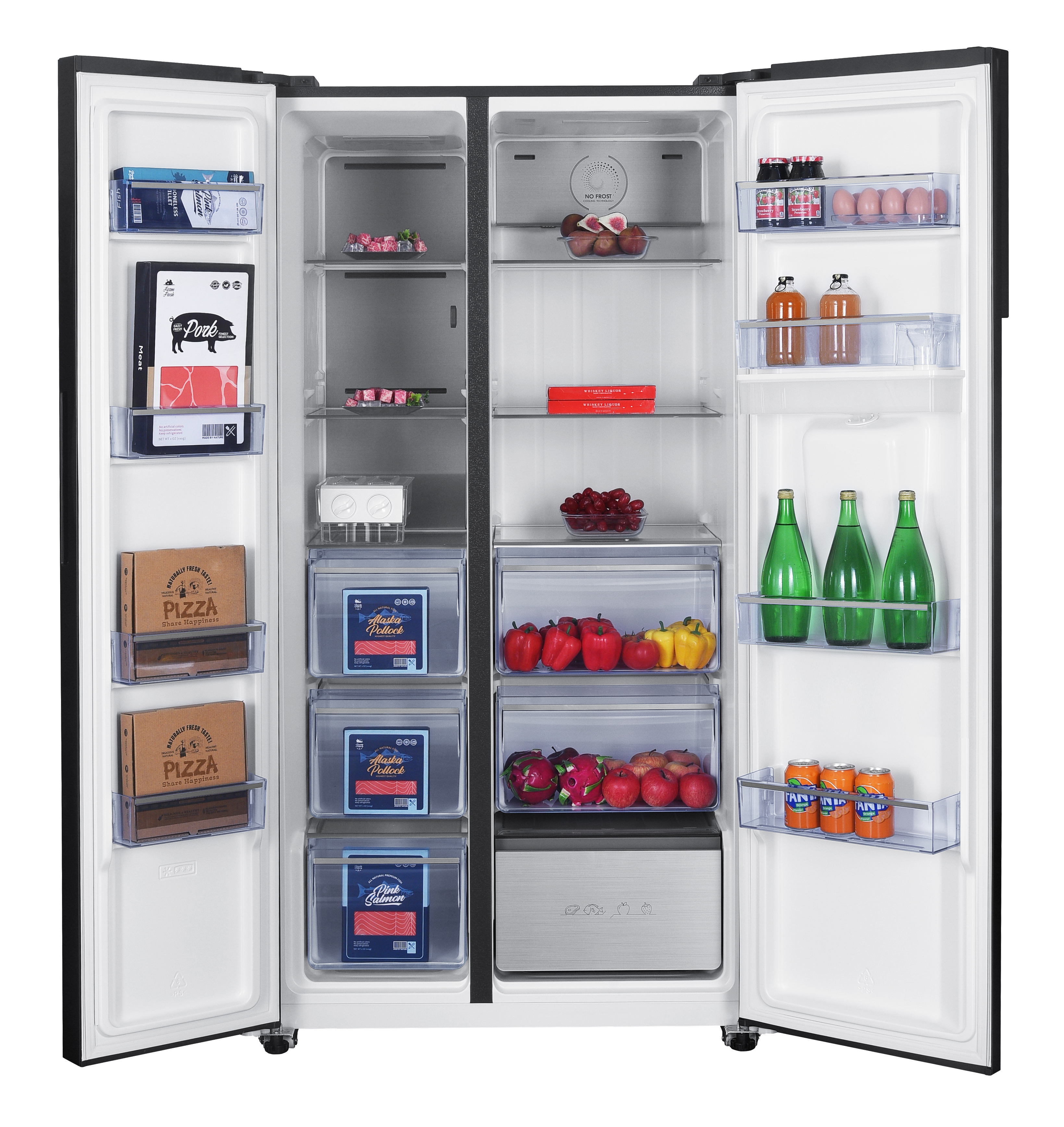 Kühlschrank - Schwarz - 367+225L - BONNSBS-680-WS-040CB - Frilec