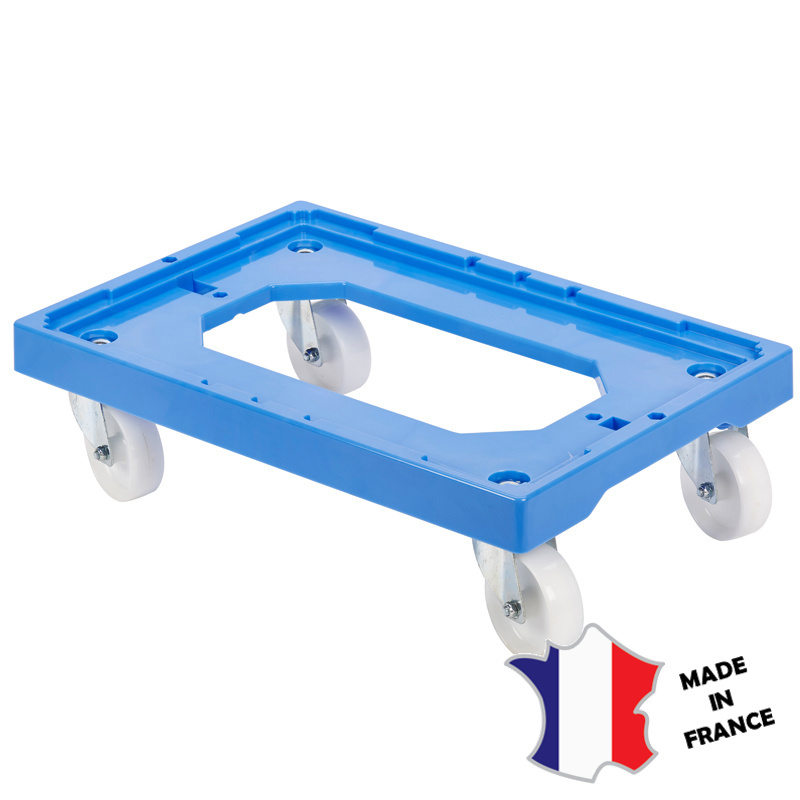 Socle rouleur 4 roues pivotantes - chape acier - gris - 613(l)x414x172mm