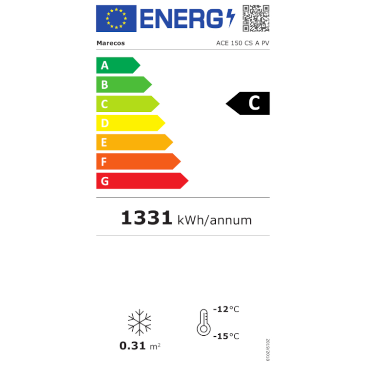 Congélateur Marecos en acier inoxydable avec porte vitrée série 150