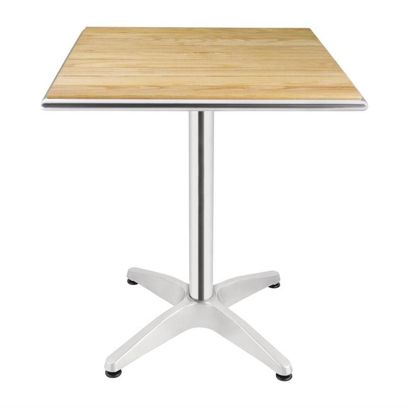 Table Carrée en Frêne | Pied Aluminium | 600x600x720(h)mm
