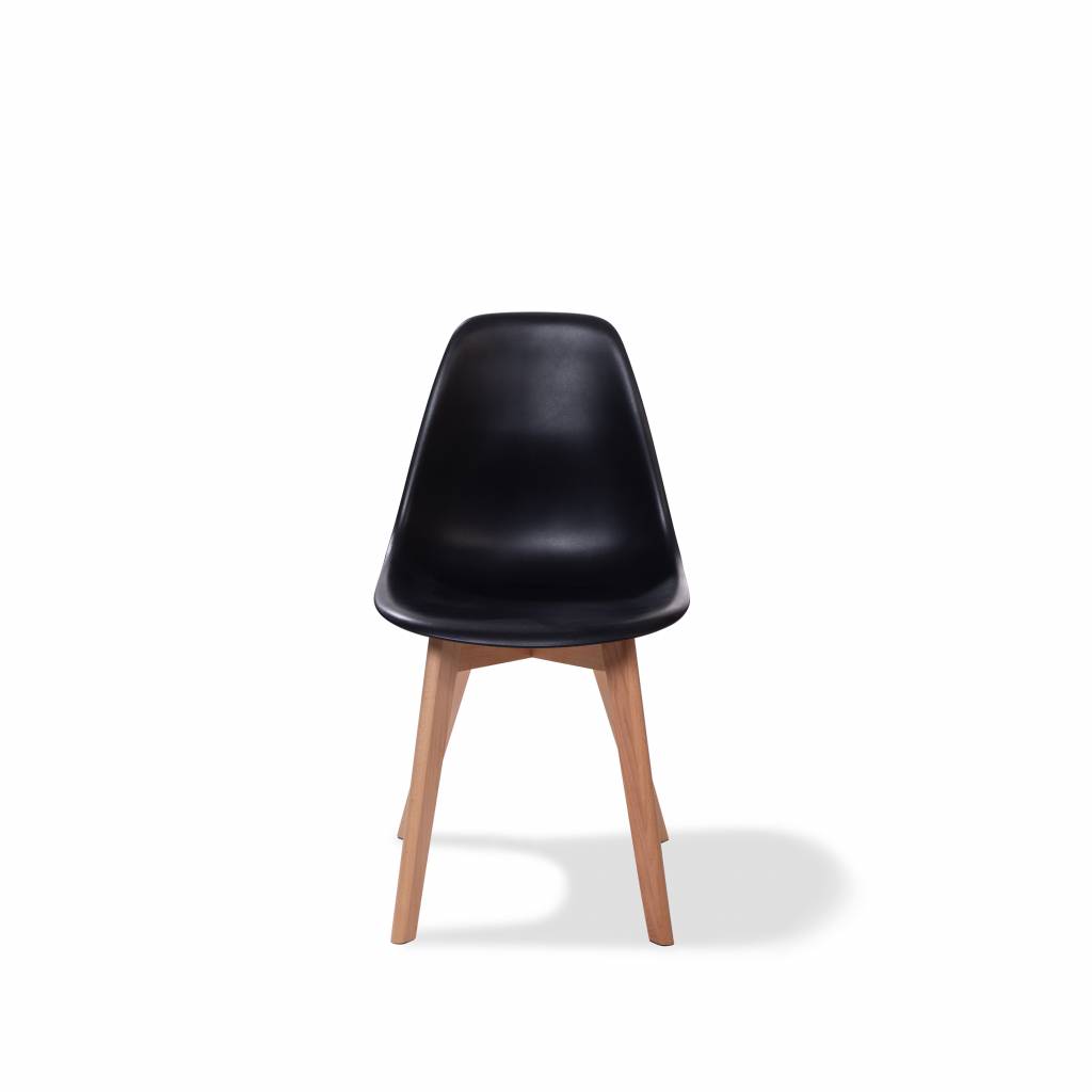 Keeve chaise empilable sans accoudoirs, Noir, structure en bois de bouleau et assise en plastique, 47x53x83cm (BxTxH), 505F01SB