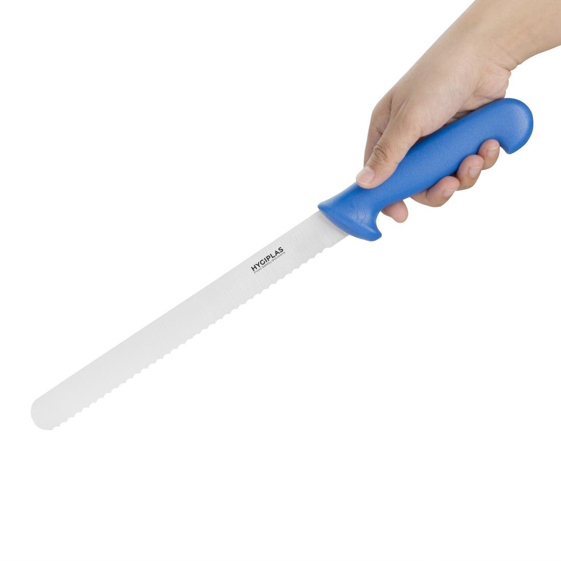 Couteau à génoise dentelé Hygiplas bleu 254 mm
