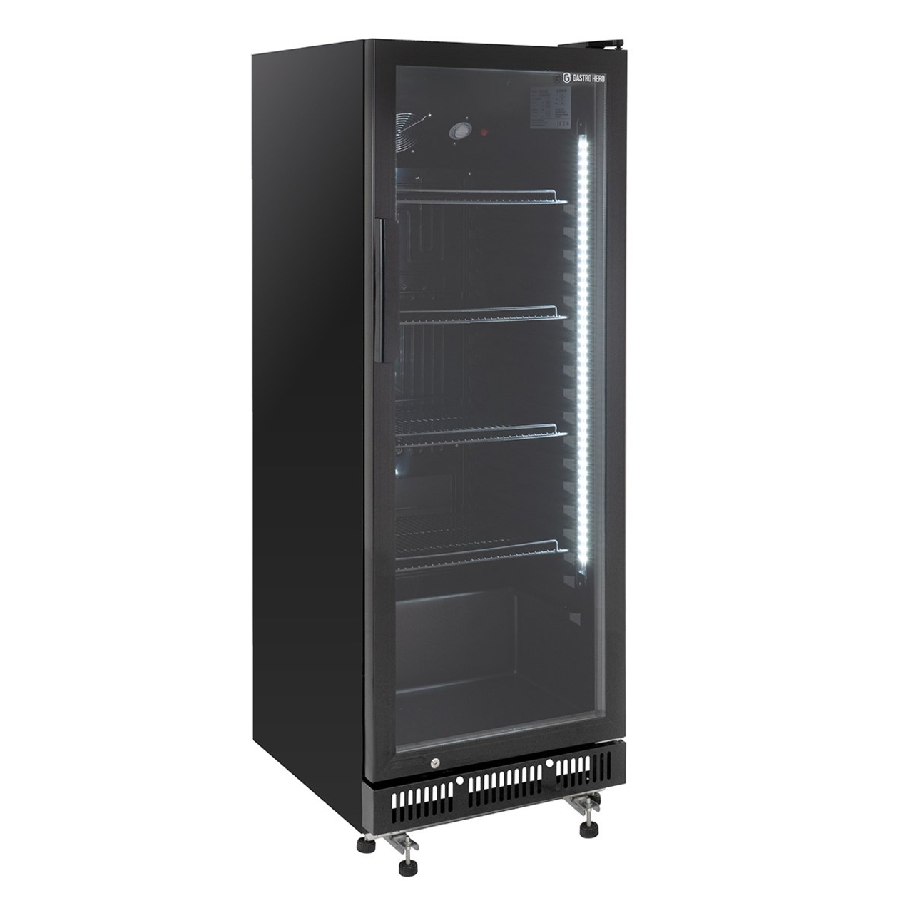 Drankkoelkast GKSE230, 230 liter koelruimtevolume, 4 verstelbare legroosters, binnenverlichting, afsluitbaar, zwart