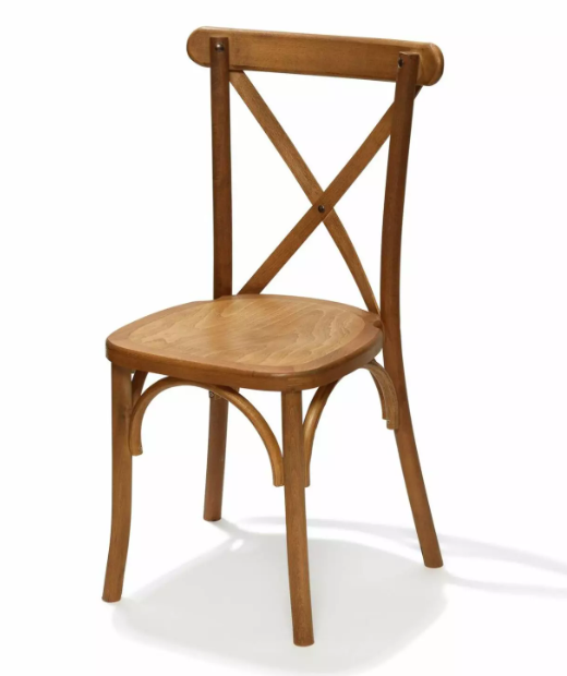 Stapelbare massief houten stoel met kruisrug, Lichtbruin, 48x47x88cm (BxDxH), 50100L