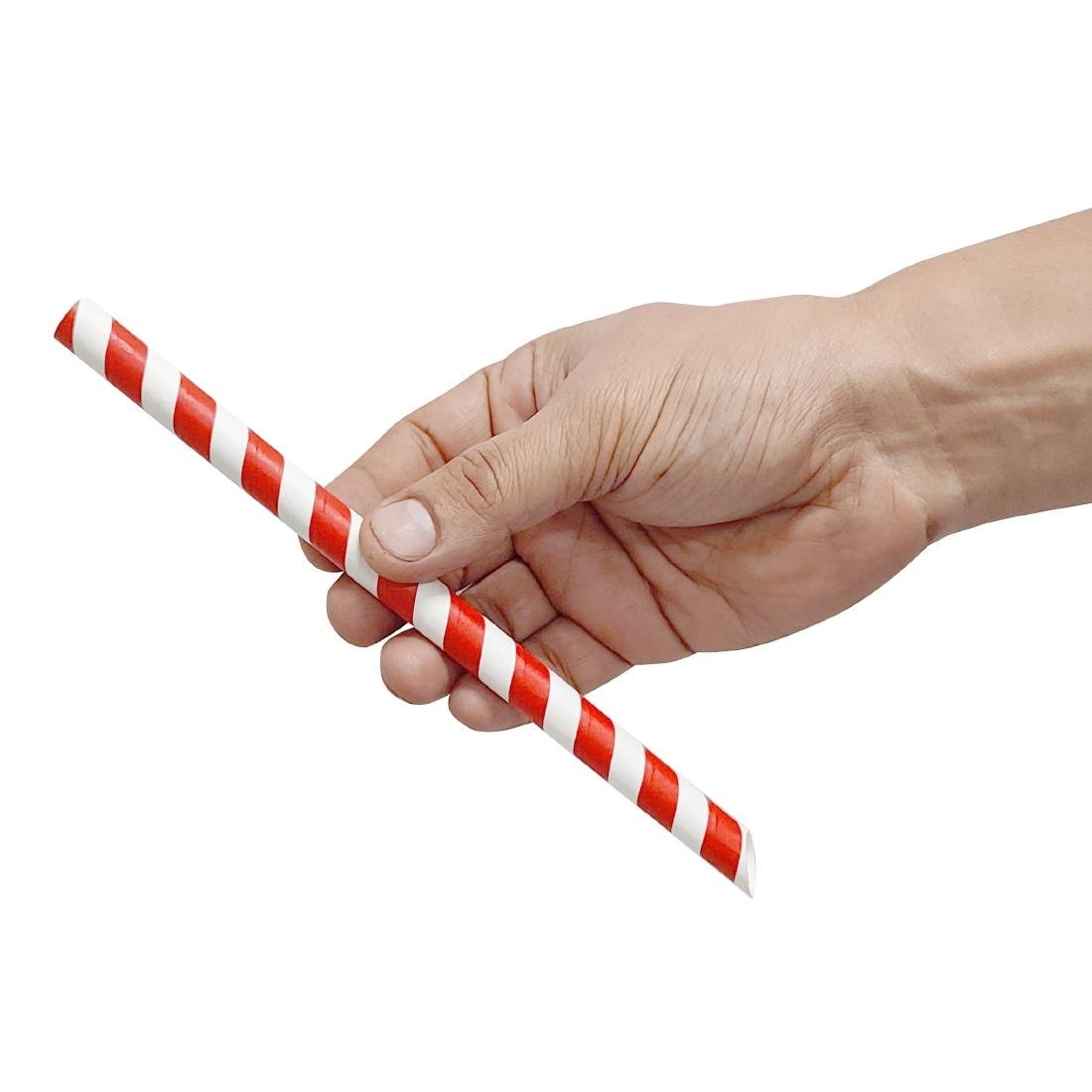 Fiesta Kompostierbarer Bubble Tea Strohhalm Rot & Weiß 12x210mm (150 Stück)