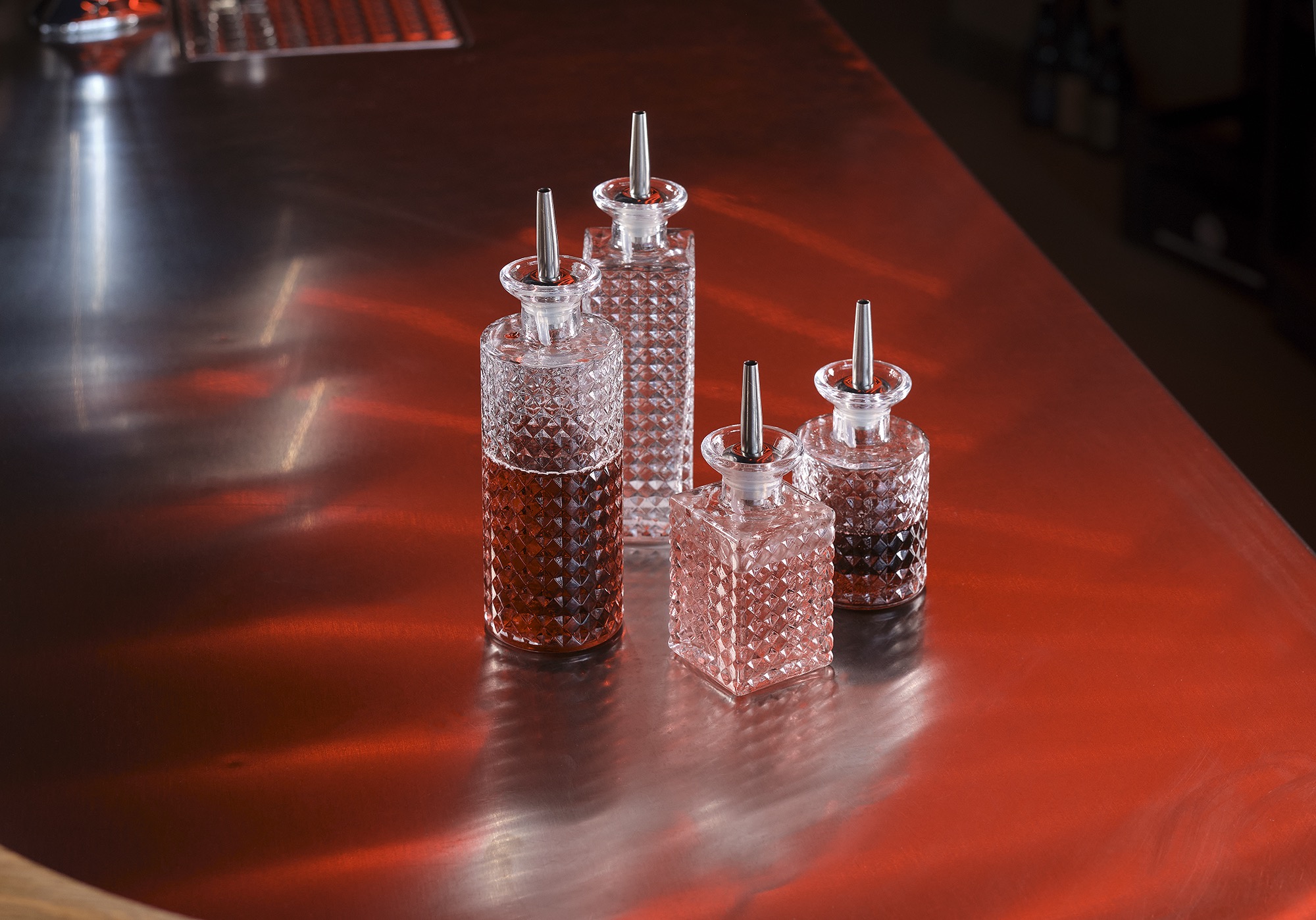 Bitterflasche NOCTURN, 0,13 ltr., 5,5 x 5,5 x 10,5 cm, Glas, Edelstahl