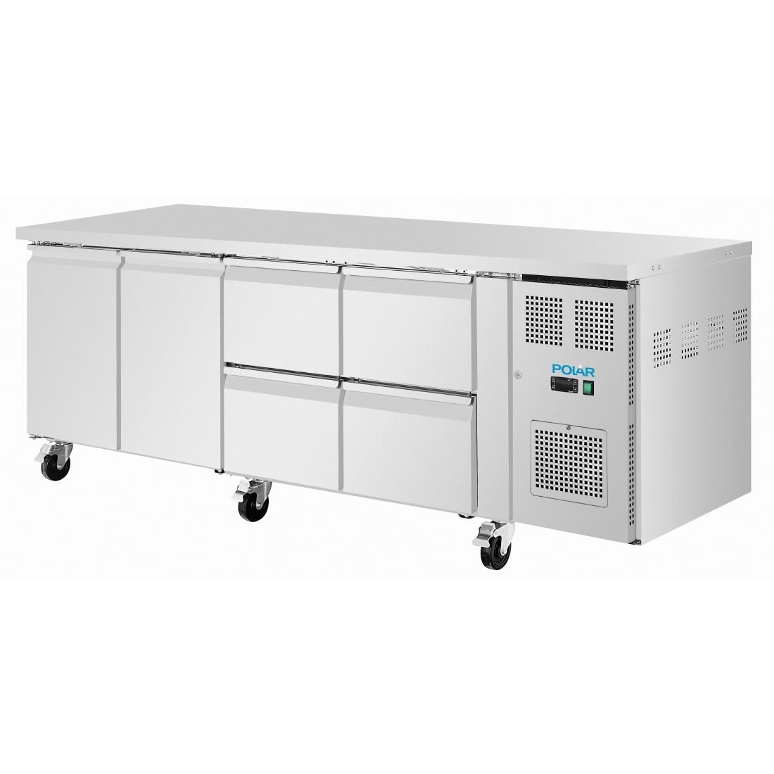 Table réfrigérée positive Polar série U 4 tiroirs et 2 portes
