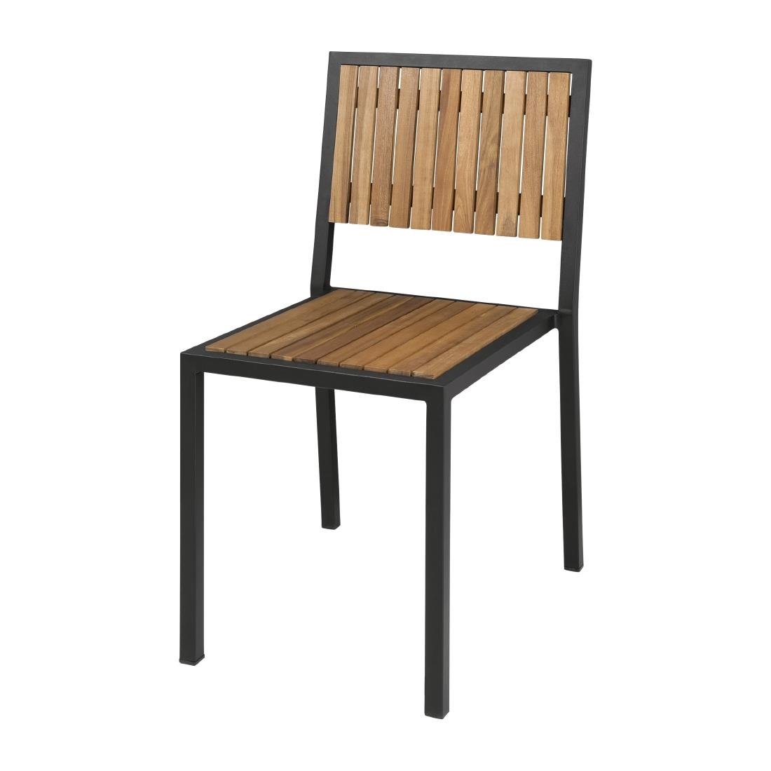 Akazienholz Stühle mit Stahlgehäuse | 450 x 530 x (H) 860 mm | 4 Stück