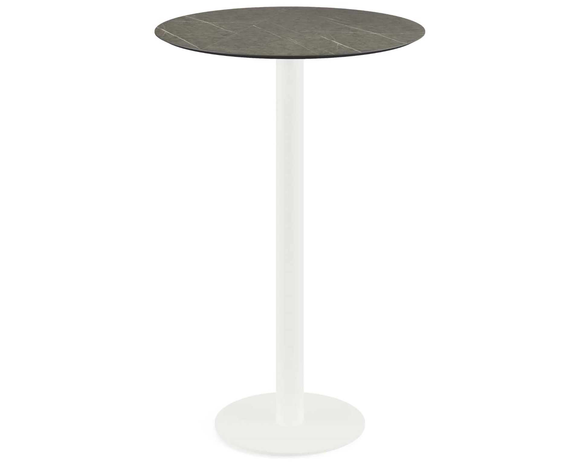 Table de bar Urban piètement blanc + plateau HPL Midnight Marble Ø70cm