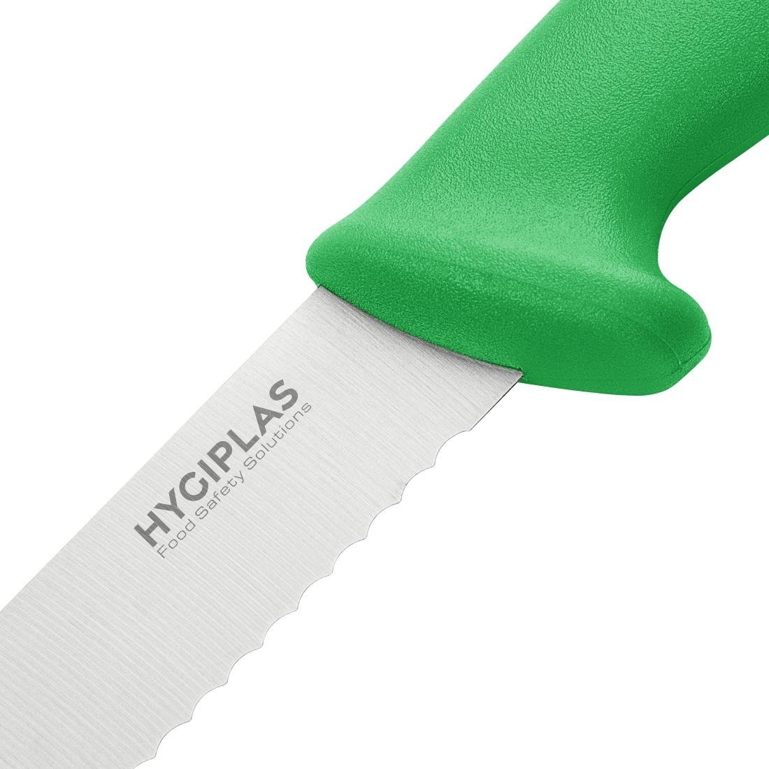 Couteau à génoise dentelé Hygiplas vert 254mm