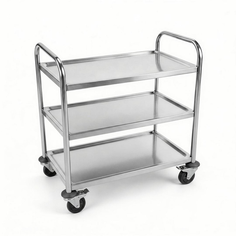 RVS Serveerwagen 3 Niveaus – 860x540x(H)940mm