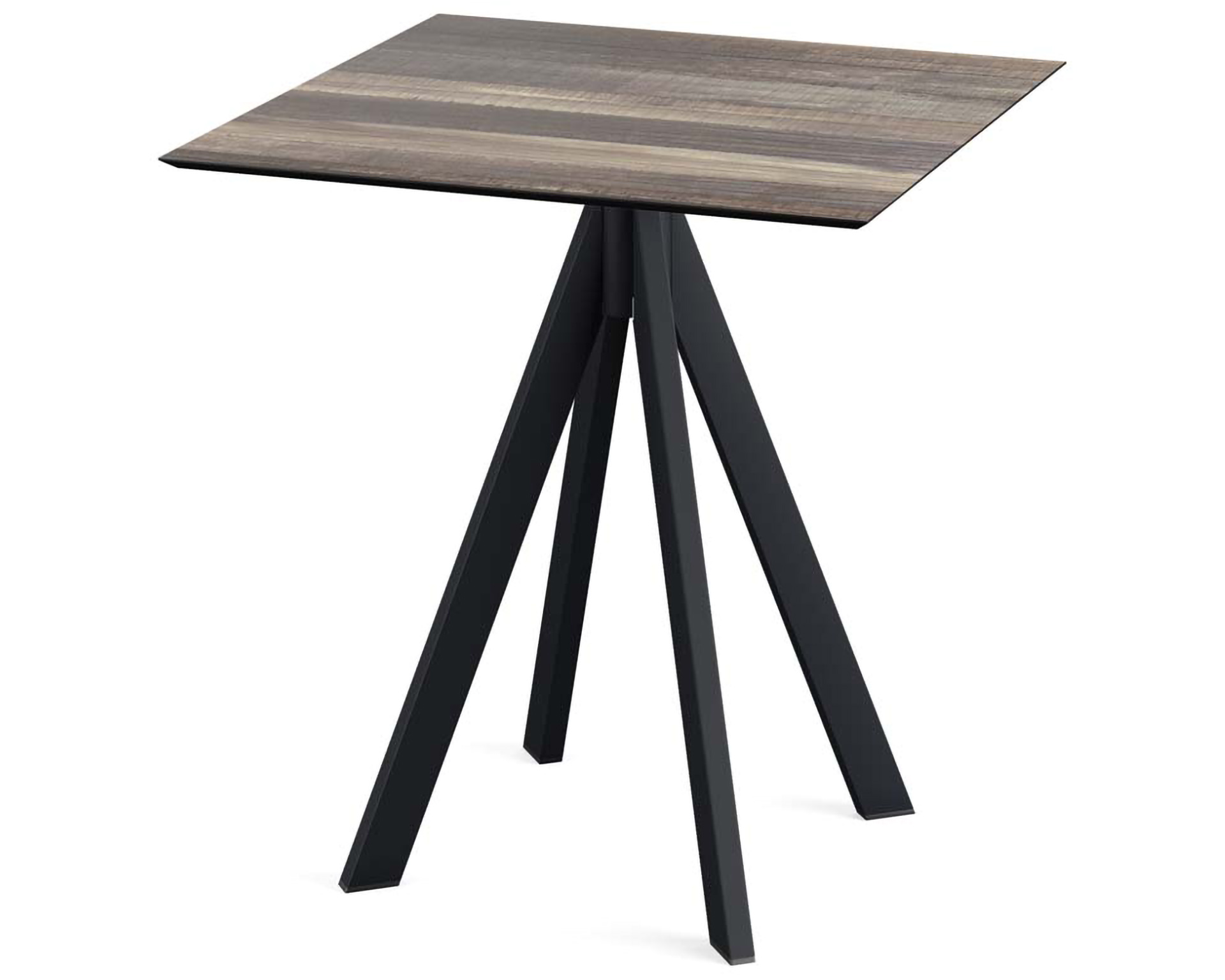 Infinity terrastafel zwart frame + Tropical Wood HPL tafelblad tafelblad 70x70cm