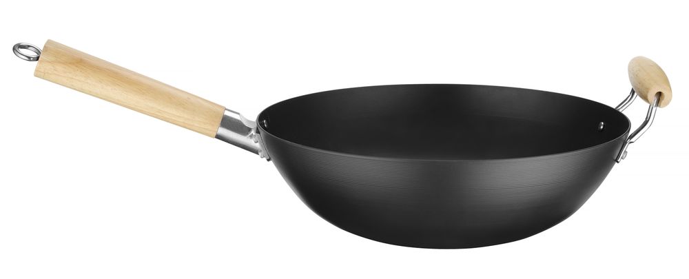 Wok met houten handvat - Ø324x565mm