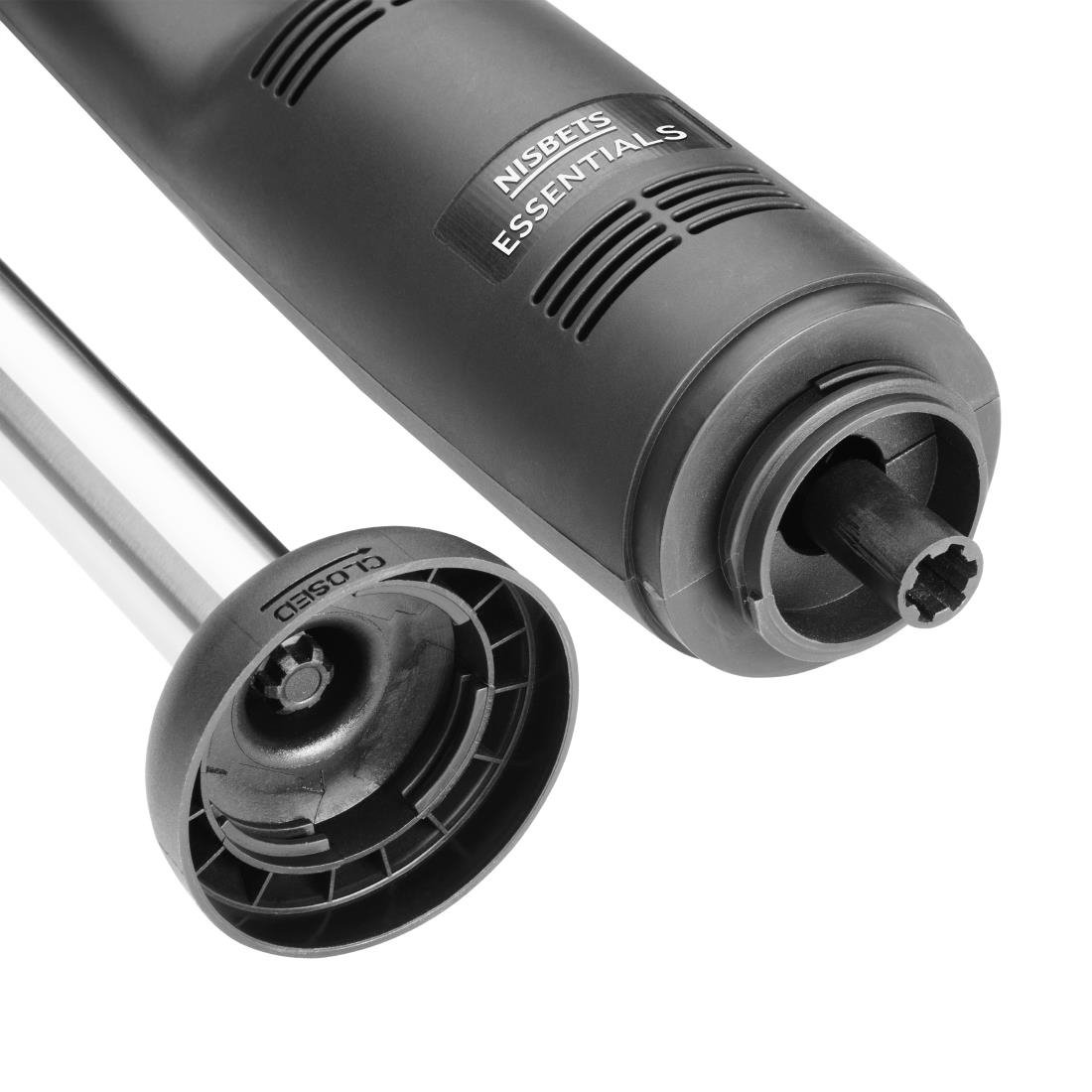 MasterChef Stick Blender 2 mengsnelheden, elektrische handheld keukenmachine onderdompeling liquidiser met verwijderbare en wasbare basis, kunststof, 200 W, zwart en zilver