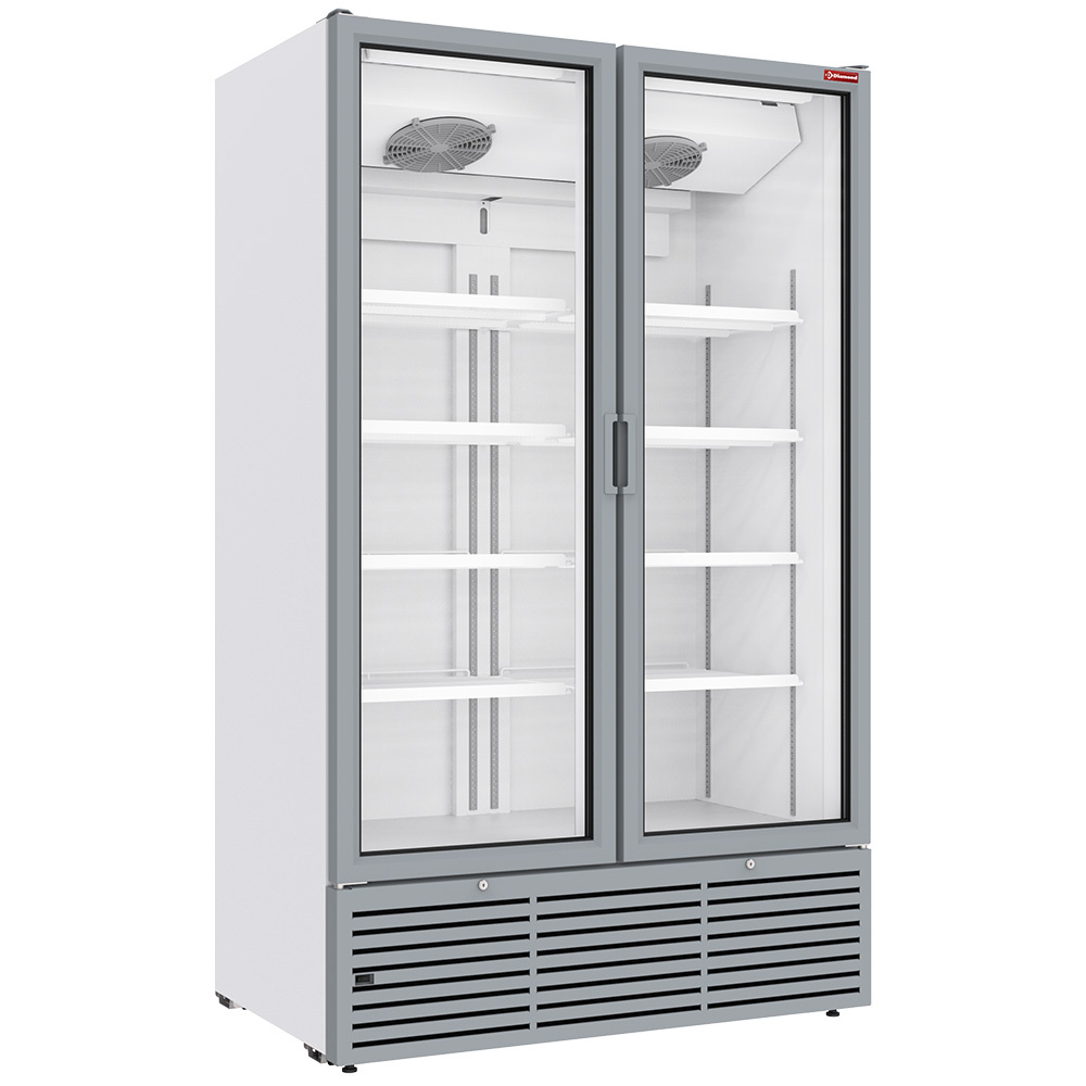 Positive Kühlvitrine 1142 Liter, 2 Drehtüren - WEISS