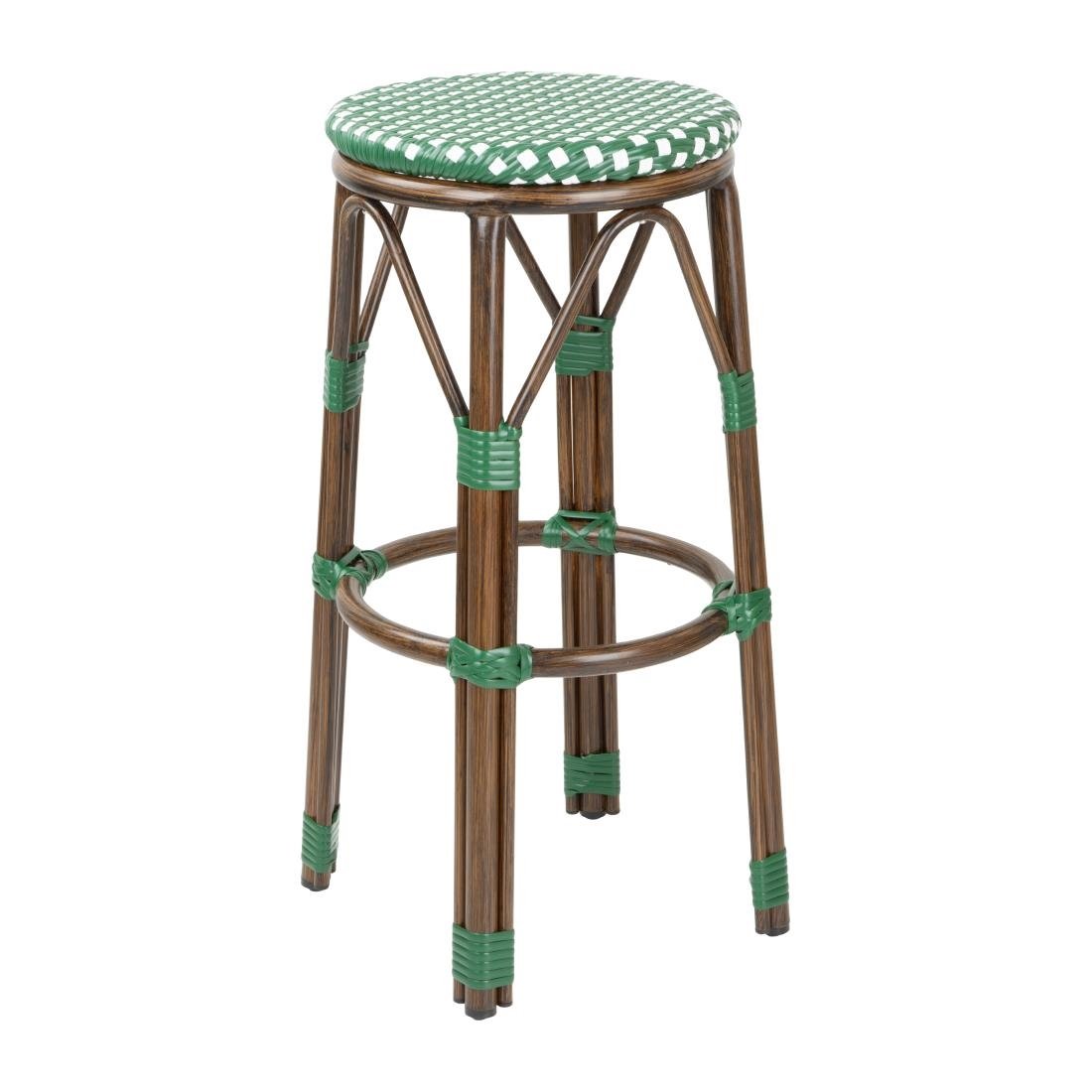 Bolero Parijse Stijl PE Rotan Barkrukken Groen Stip Mix (2 Pack)
