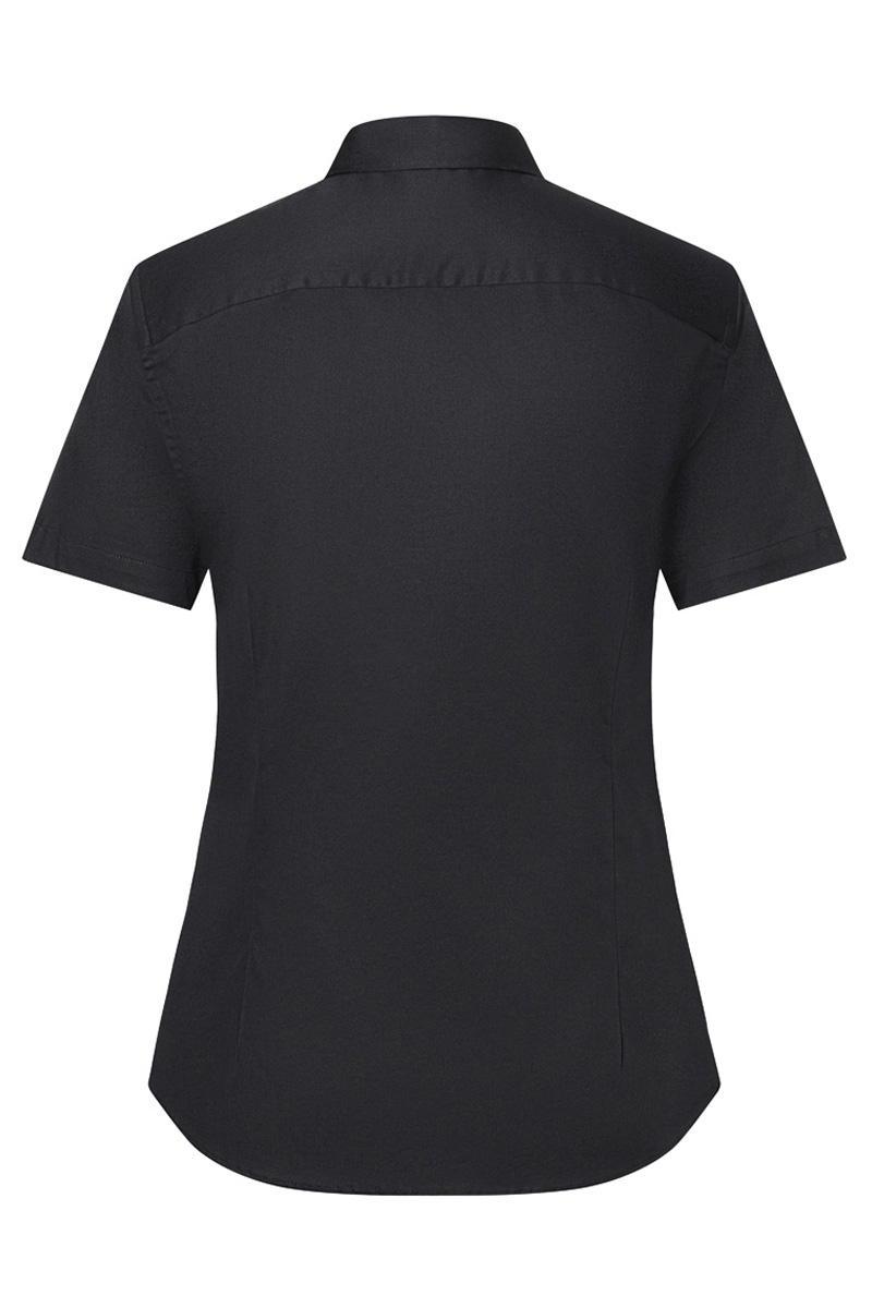 Chemisier pour femme à manches courtes Active-Stretch avec coupe légèrement cintrée - Noir - 2XL
