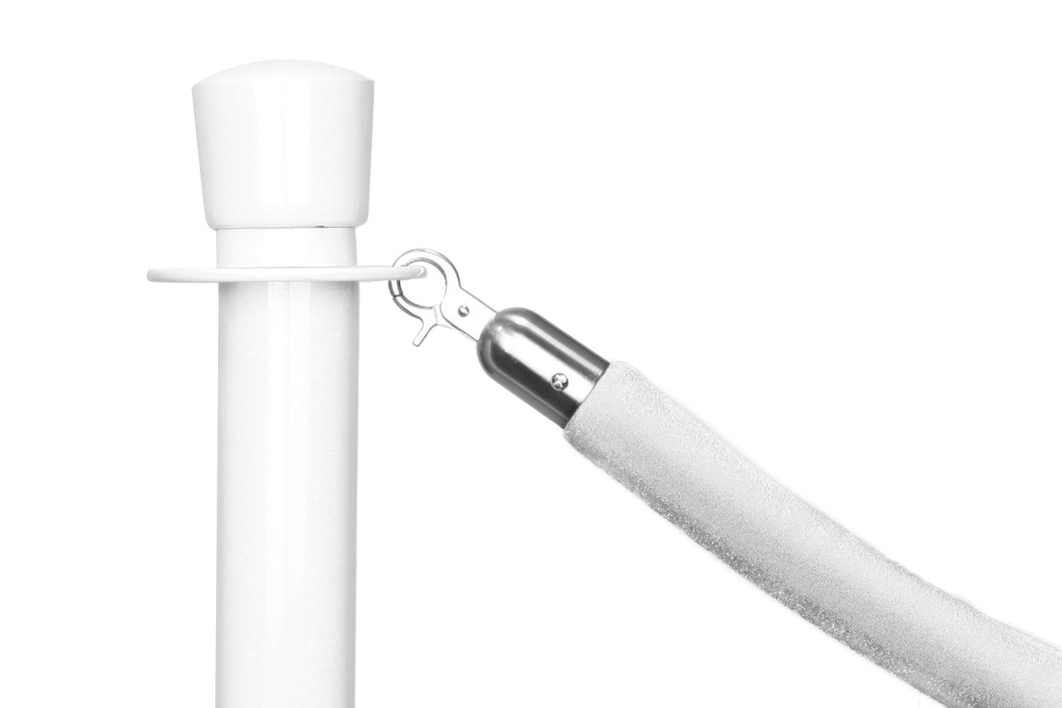 Cordon de barrière standard velours blanc | Longueur 150 cm | Brossé