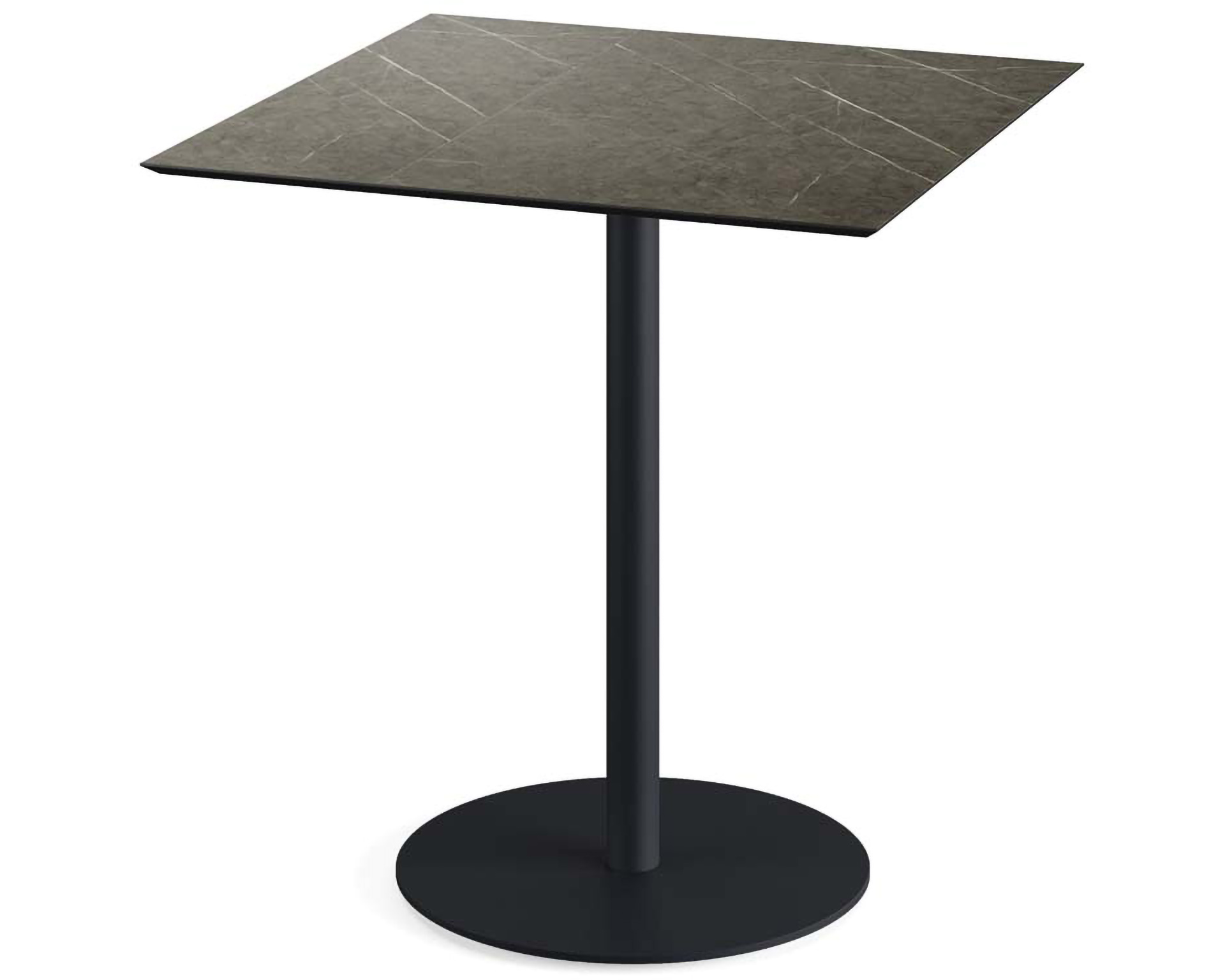 Urban Terrassentisch schwarzer Sockel + Midnight Marble HPL Tischplatte 70x70cm