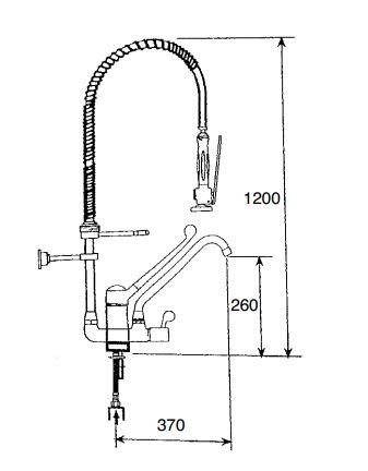 Geschirrwaschbrause Ellbogenbedienung - INOX  -Flexiblen Anschlüssen - (h)1200mm