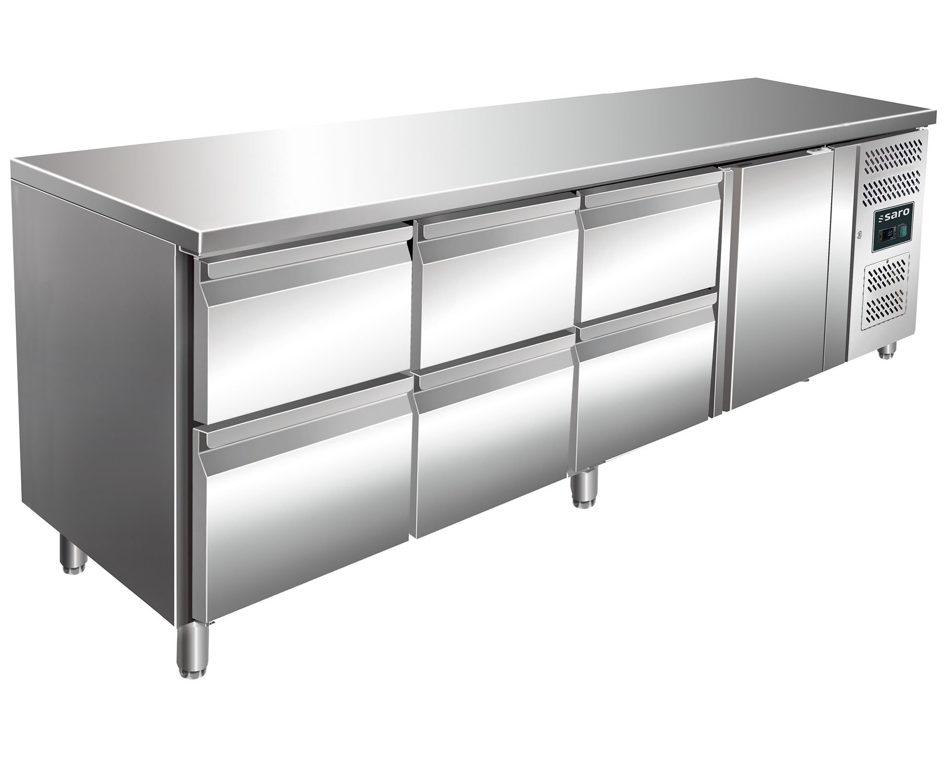 Table réfrigérante SARO avec 1 porte + 3x2 tiroirs,
Modèle KYLJA 4160 TN