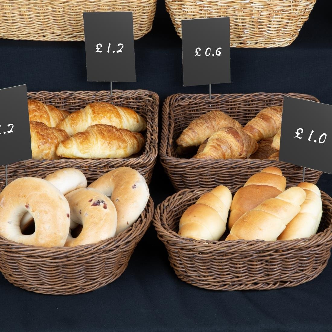 Panier rectangulaire en polyrotin Olympia marron foncé 300x230 mm